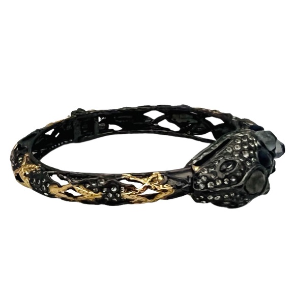 ALEXIS BITTAR • Jardin De Papillon Ruthenium Gold Snake Bracelet - Picture 10 of 16